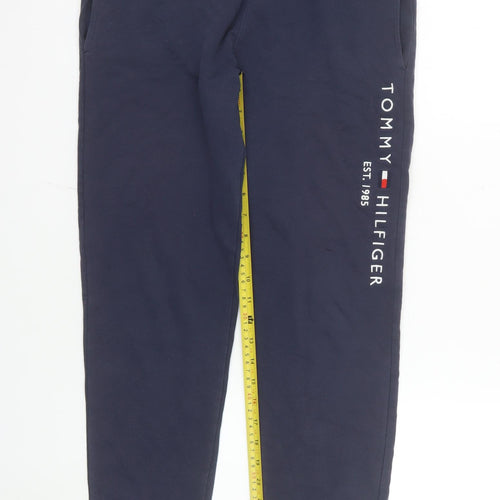 Tommy Hilfiger Boys Blue Jogger Trousers Size 164 Cotton Blend Fleece