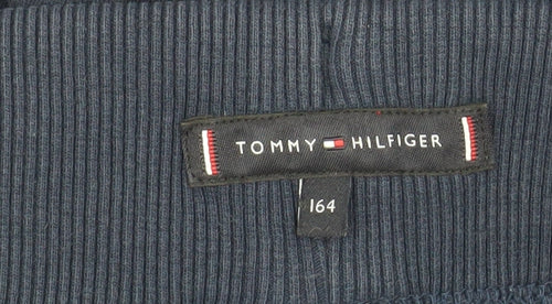 Tommy Hilfiger Boys Blue Jogger Trousers Size 164 Cotton Blend Fleece