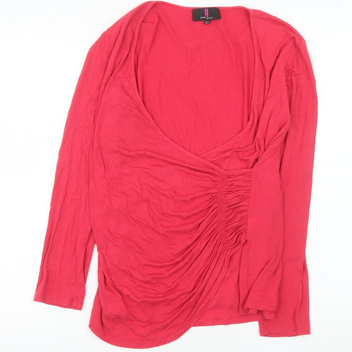 Simon Jeffrey Women’s Red Wrap Blouse UK 12 Long Sleeve V-Neck