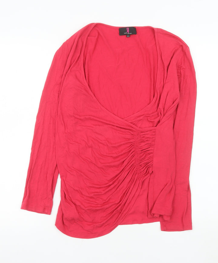 Simon Jeffrey Women’s Red Wrap Blouse UK 12 Long Sleeve V-Neck