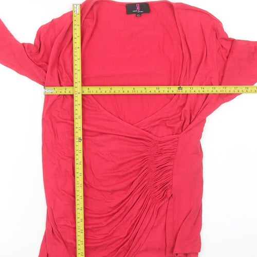 Simon Jeffrey Women’s Red Wrap Blouse UK 12 Long Sleeve V-Neck