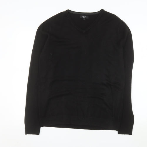 Next Men’s Black V-Neck Acrylic Pullover Jumper L