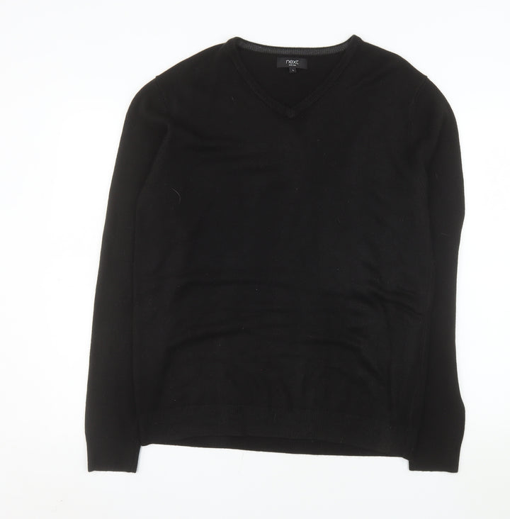 Next Men’s Black V-Neck Acrylic Pullover Jumper L