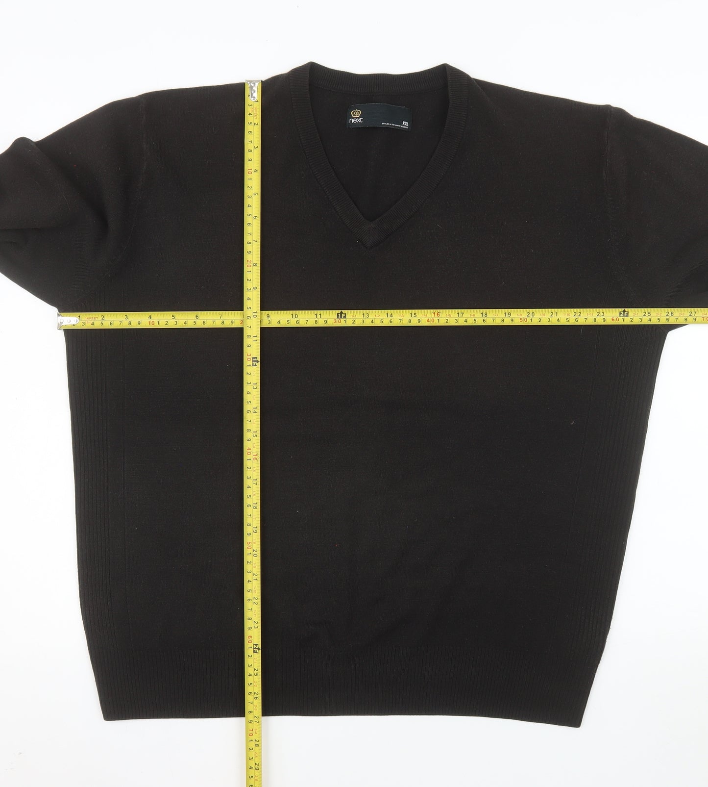 Next Men’s Black 2XL V-Neck Pullover Jumper Acrylic Knit