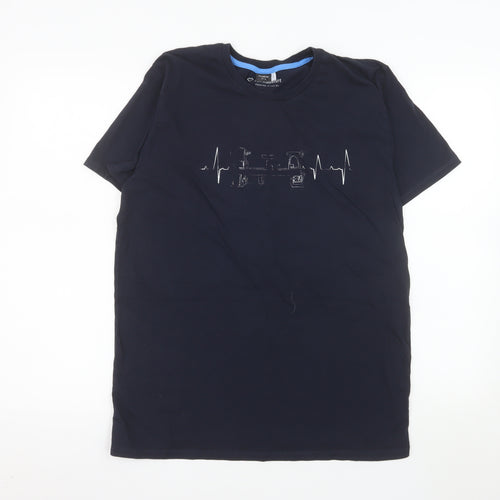 Spreadshirt Premium Men's Navy Graphic Print Cotton T-Shirt L