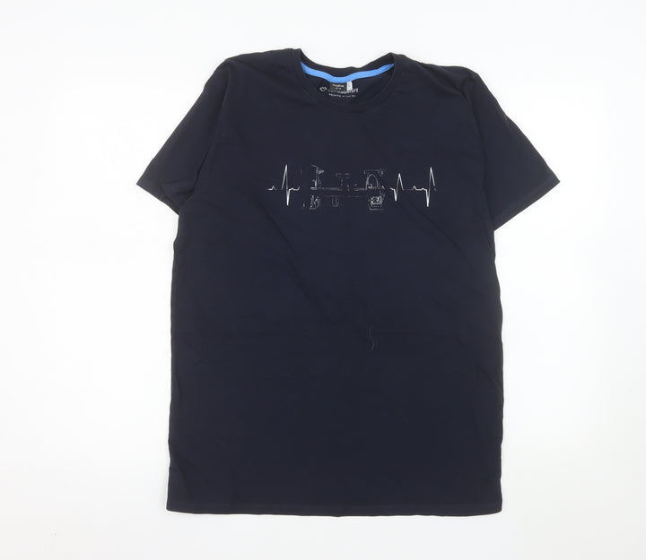 Spreadshirt Premium Men's Navy Graphic Print Cotton T-Shirt L
