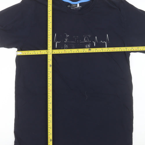 Spreadshirt Premium Men's Navy Graphic Print Cotton T-Shirt L