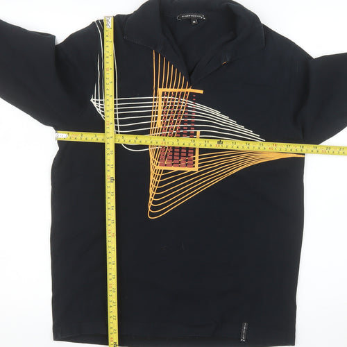 Dreamweaver Men's Black Geometric Long Sleeve Polo M