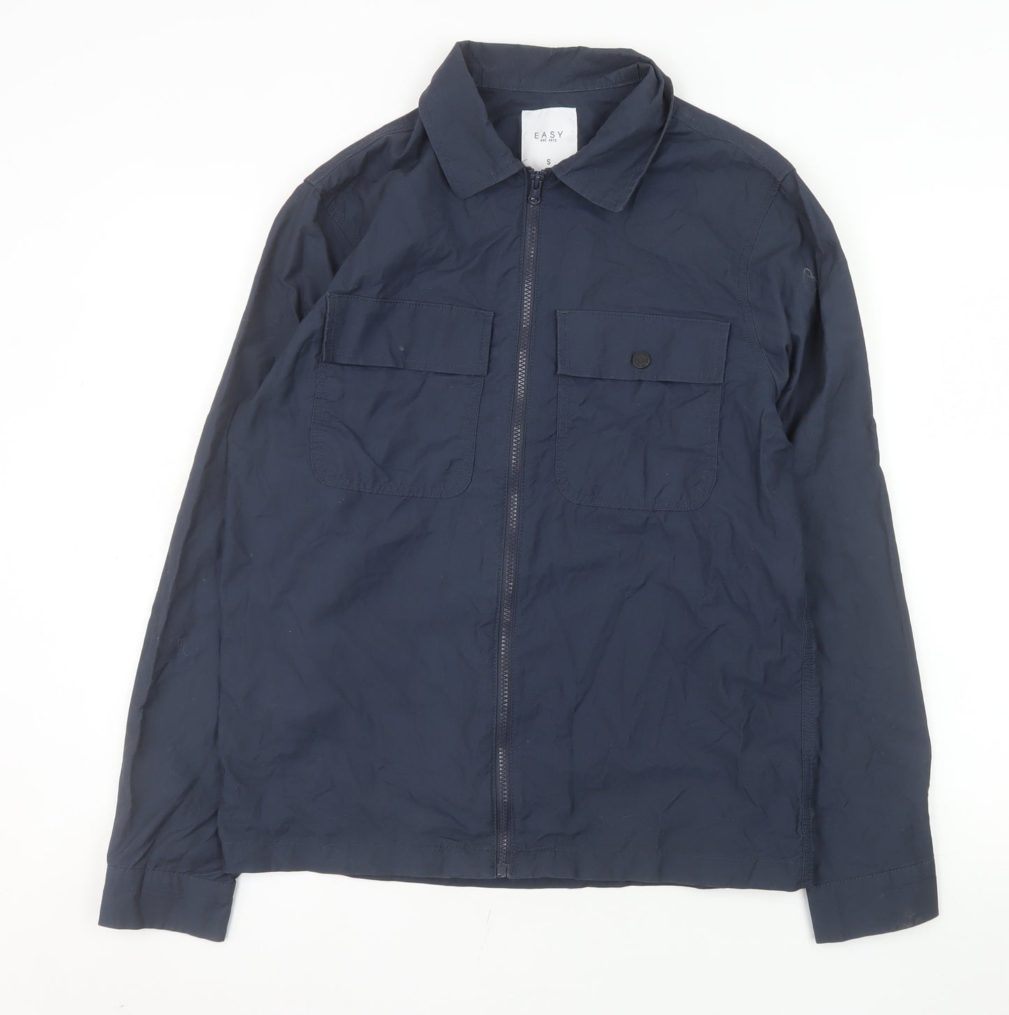 Easy Men's Blue Cotton Blend Zip Lightweight Jacket Size S