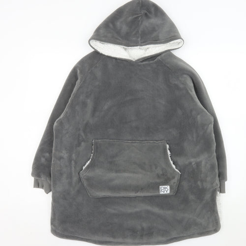 DKNY Boys Grey Fleece Hooded Lounge Nightshirt Size 7-12 Years