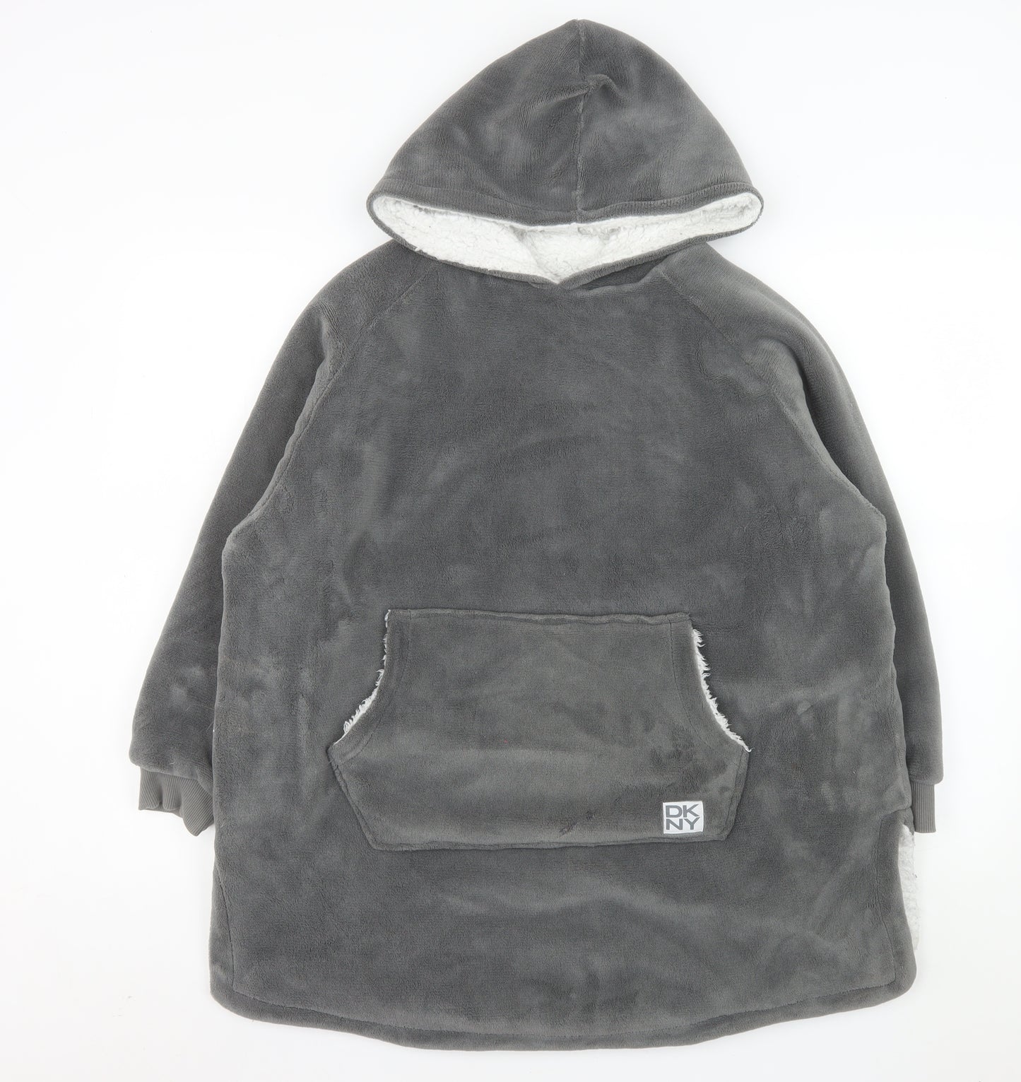DKNY Boys Grey Fleece Hooded Lounge Nightshirt Size 7-12 Years