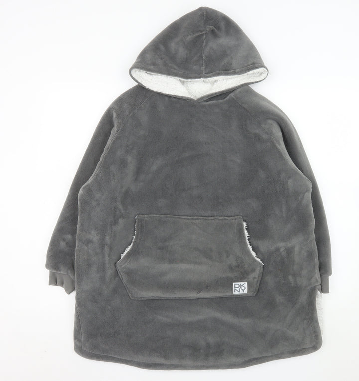 DKNY Boys Grey Fleece Hooded Lounge Nightshirt Size 7-12 Years