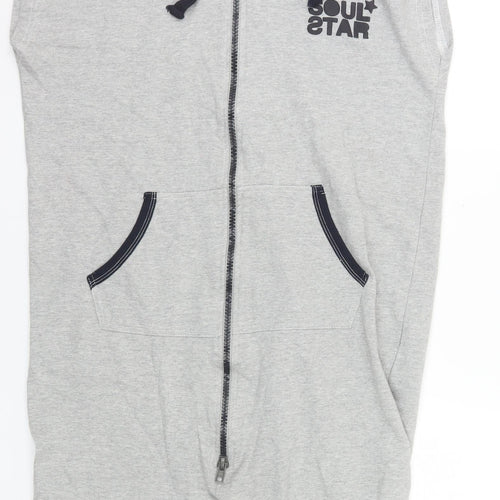 Soul Star Men's Grey Hooded Zip Sweatpants L Regular Fit