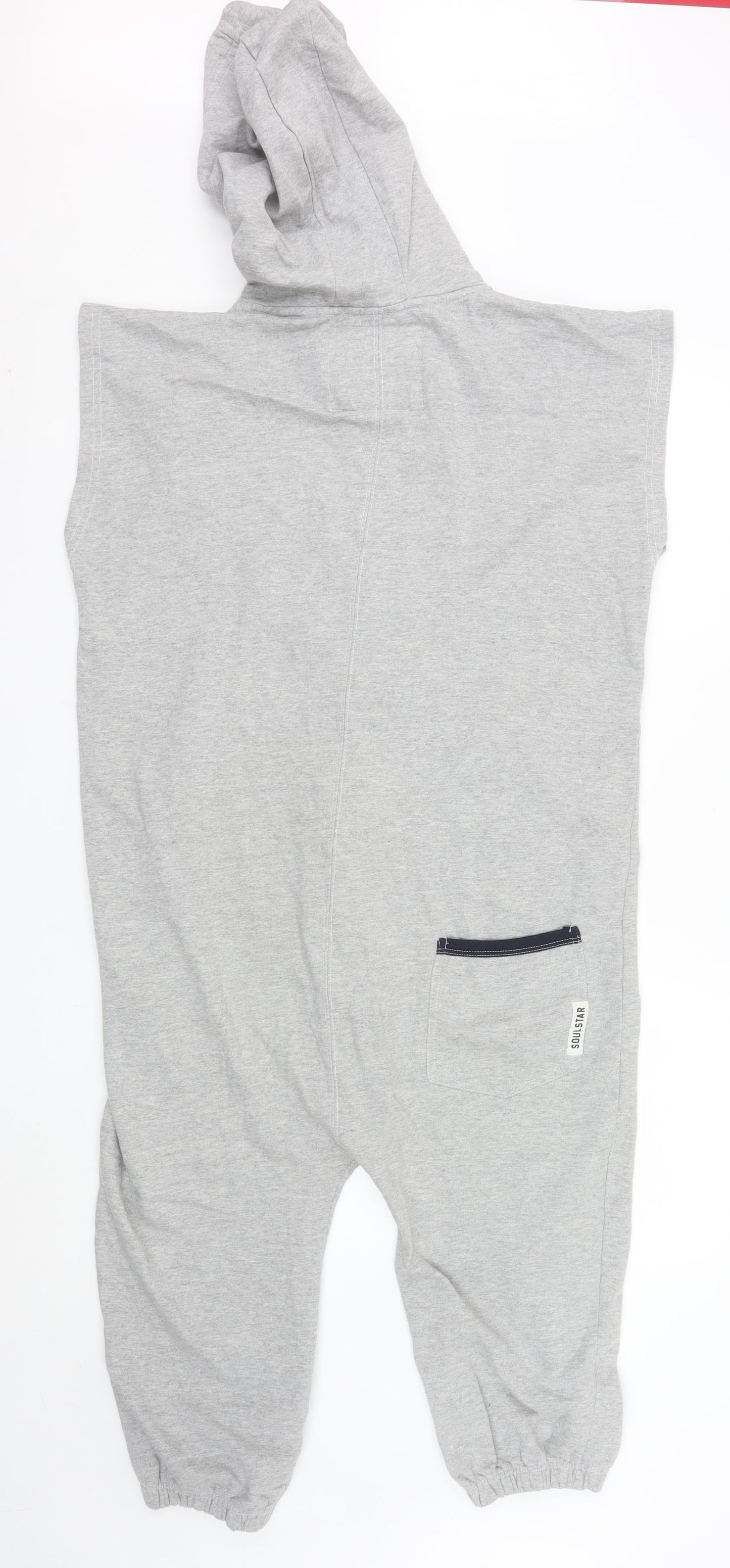 Soul Star Men's Grey Hooded Zip Sweatpants L Regular Fit