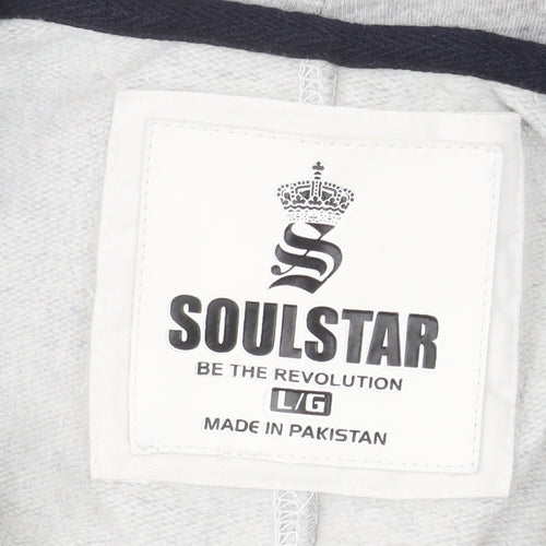 Soul Star Men's Grey Hooded Zip Sweatpants L Regular Fit