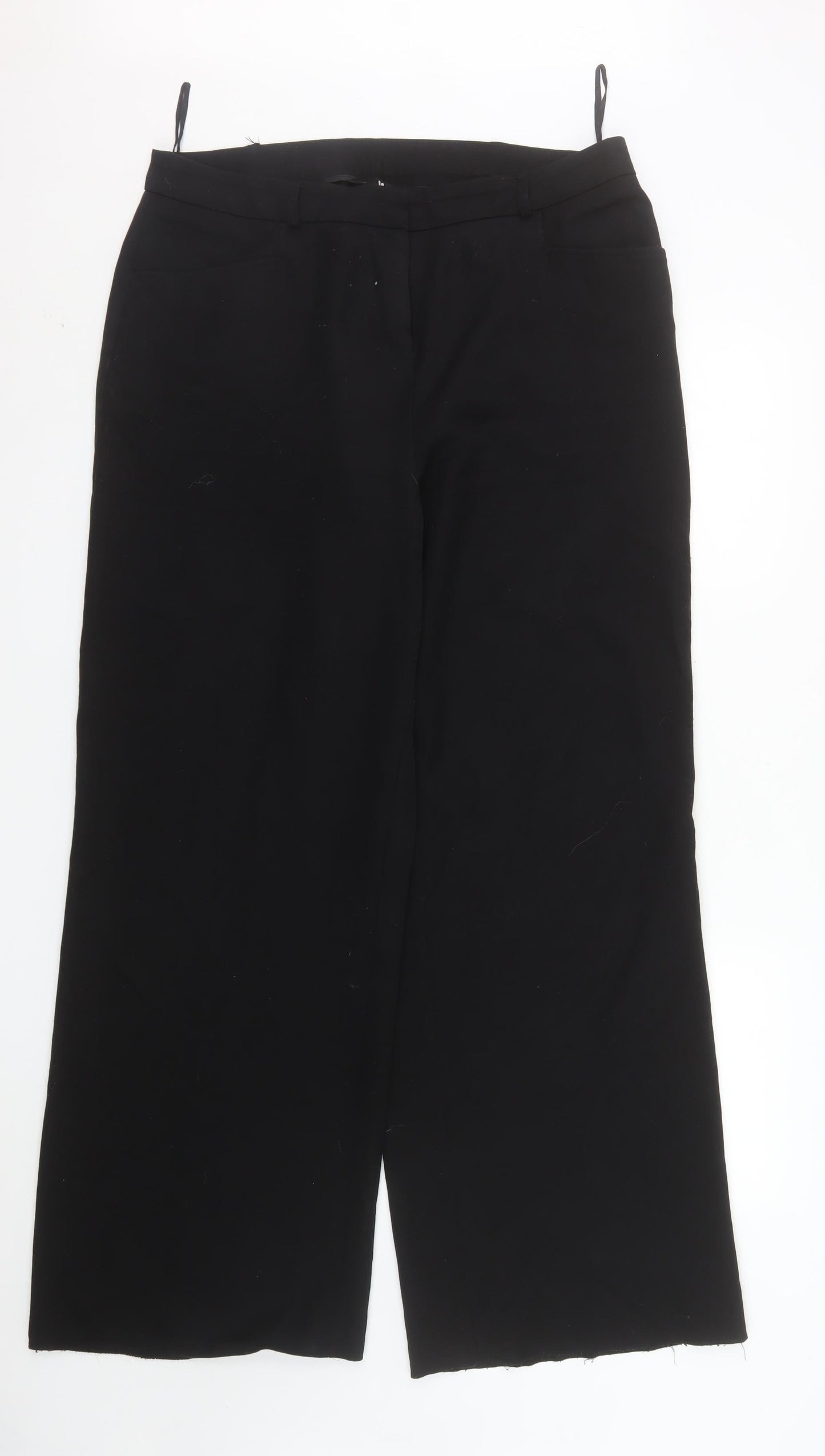 V by Very Women's Black Wide-Leg Stretch Trousers Size 16