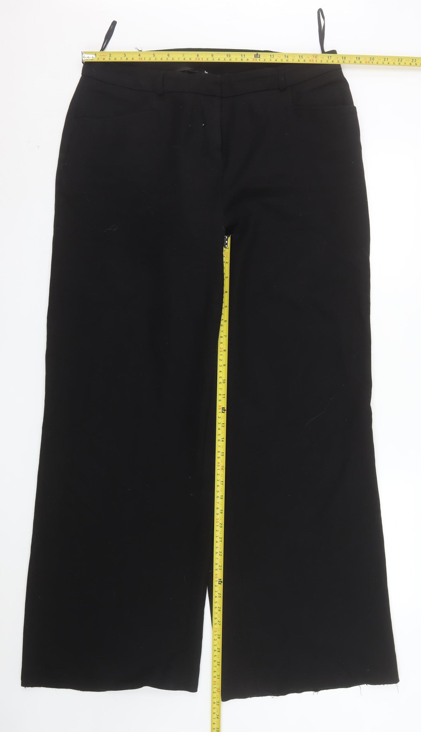 V by Very Women's Black Wide-Leg Stretch Trousers Size 16
