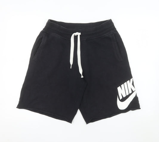 Nike Men's Black Cotton Sweat Shorts M Casual Drawstring Athletic