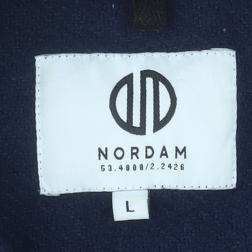 NORDAM Men's Blue Fleece Button Jacket Size L Casual Mid-Length