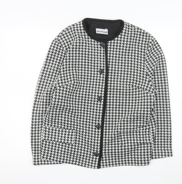 Sportleigh of London Womens Black White Houndstooth Suit Jacket Size 14