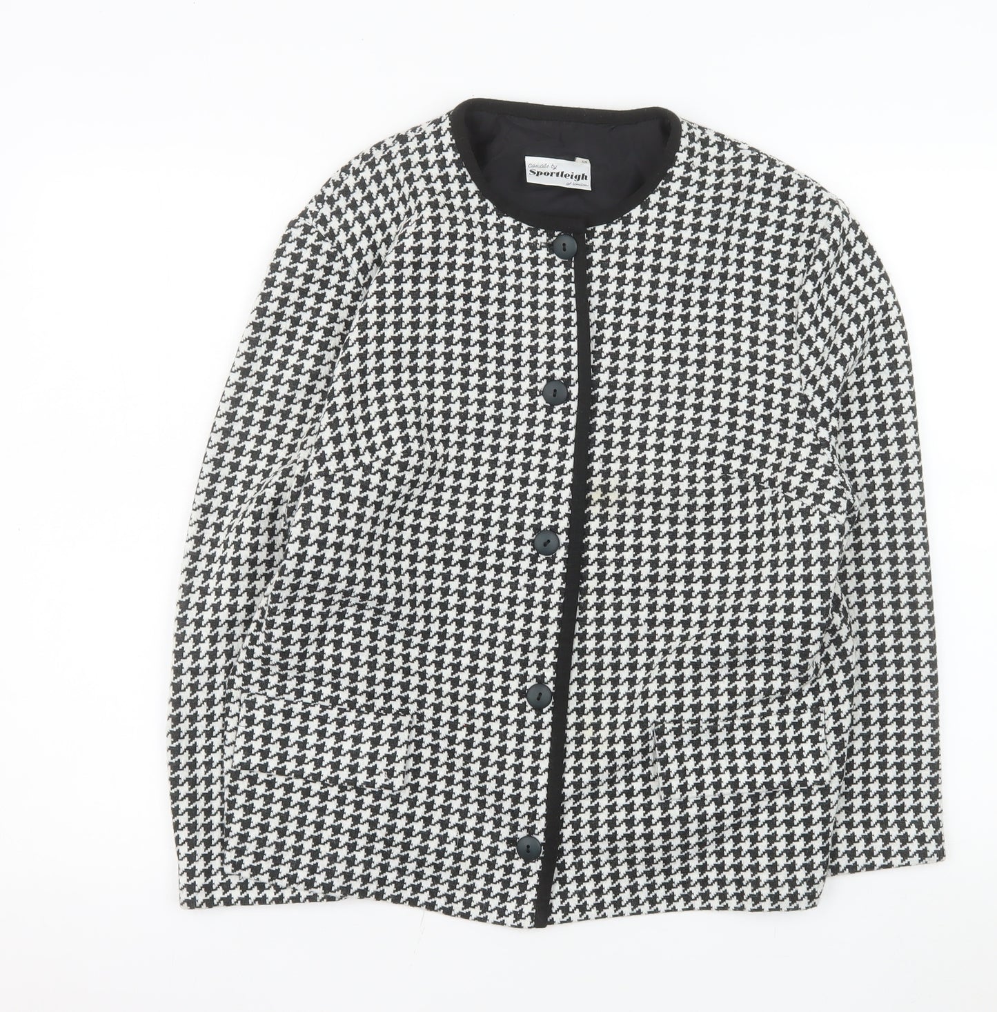 Sportleigh of London Womens Black White Houndstooth Suit Jacket Size 14