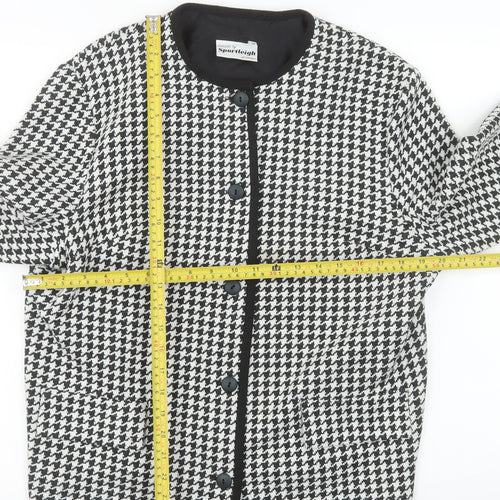 Sportleigh of London Womens Black White Houndstooth Suit Jacket Size 14