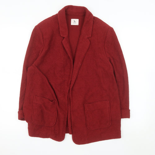 Tu Women Red Cotton Blend Textured Blazer Size 14 Classic Fit