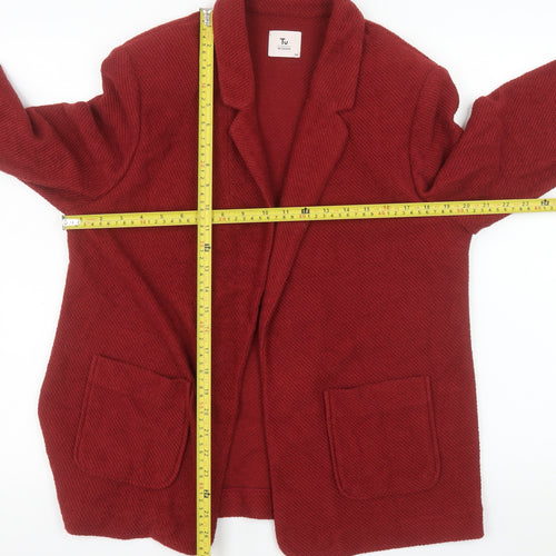 Tu Women Red Cotton Blend Textured Blazer Size 14 Classic Fit