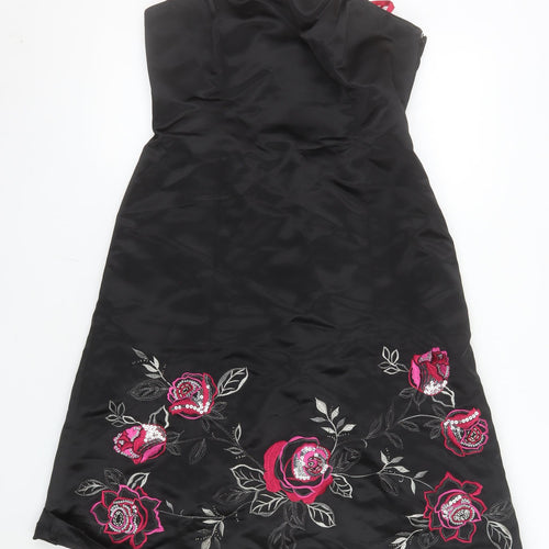 Début Women Black Floral Strapless Knee Length Party Dress Size 12