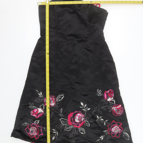 Début Women Black Floral Strapless Knee Length Party Dress Size 12