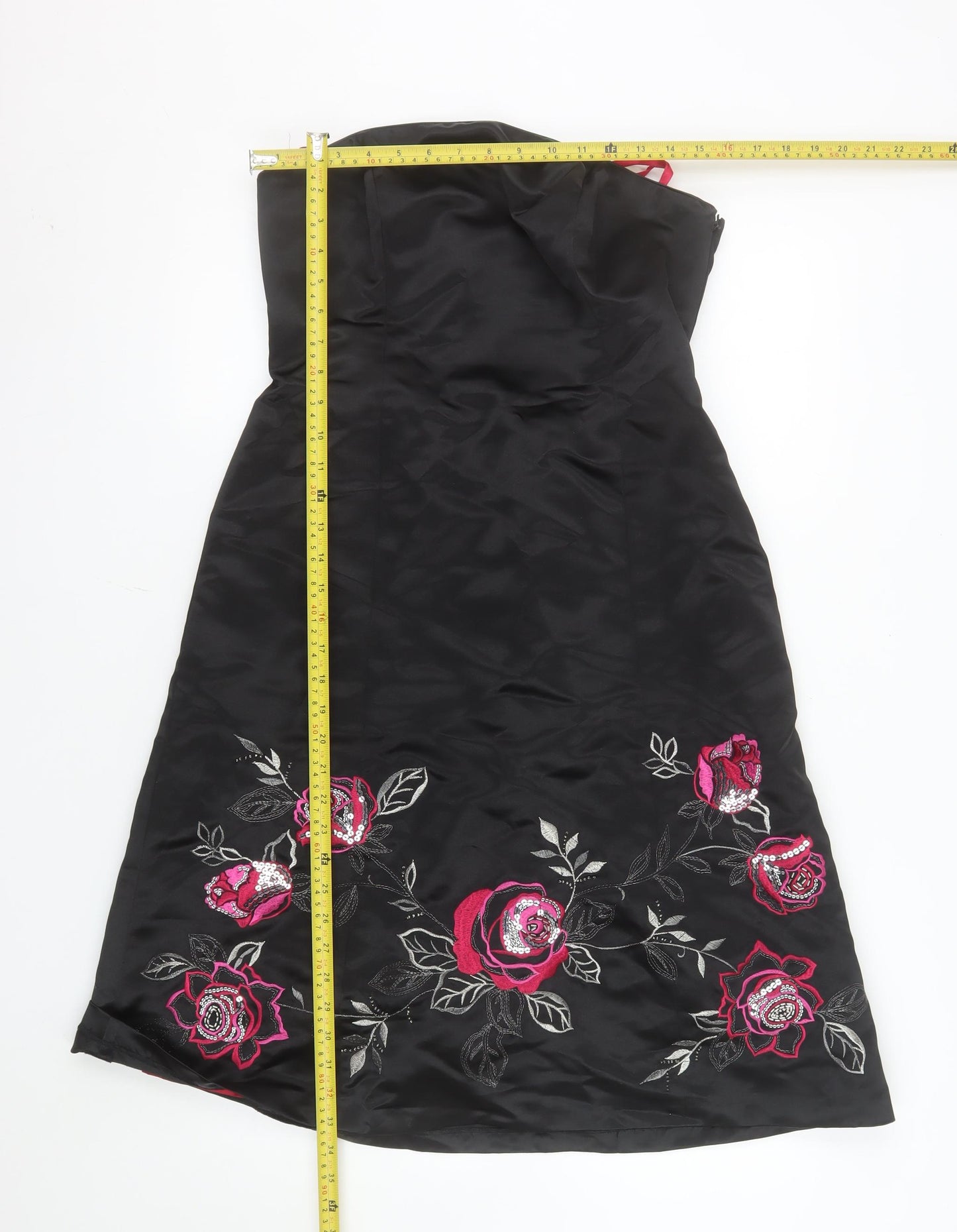 Début Women Black Floral Strapless Knee Length Party Dress Size 12