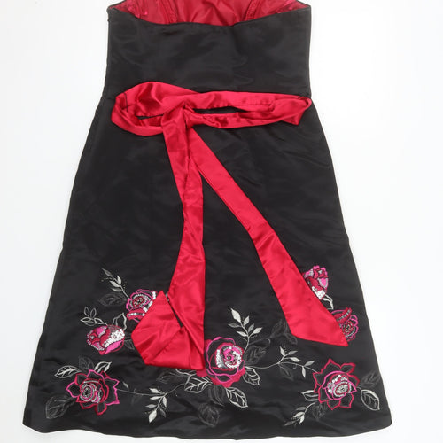 Début Women Black Floral Strapless Knee Length Party Dress Size 12
