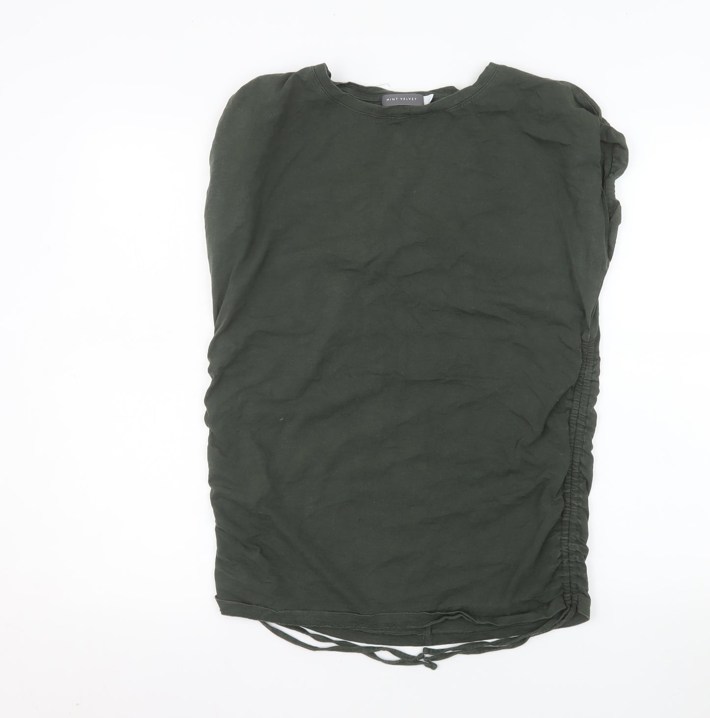 Mint Velvet Women Green Cotton T-Shirt M Basic Crew Neck