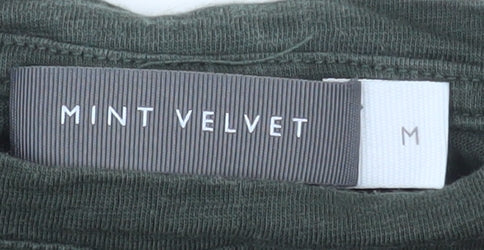 Mint Velvet Women Green Cotton T-Shirt M Basic Crew Neck