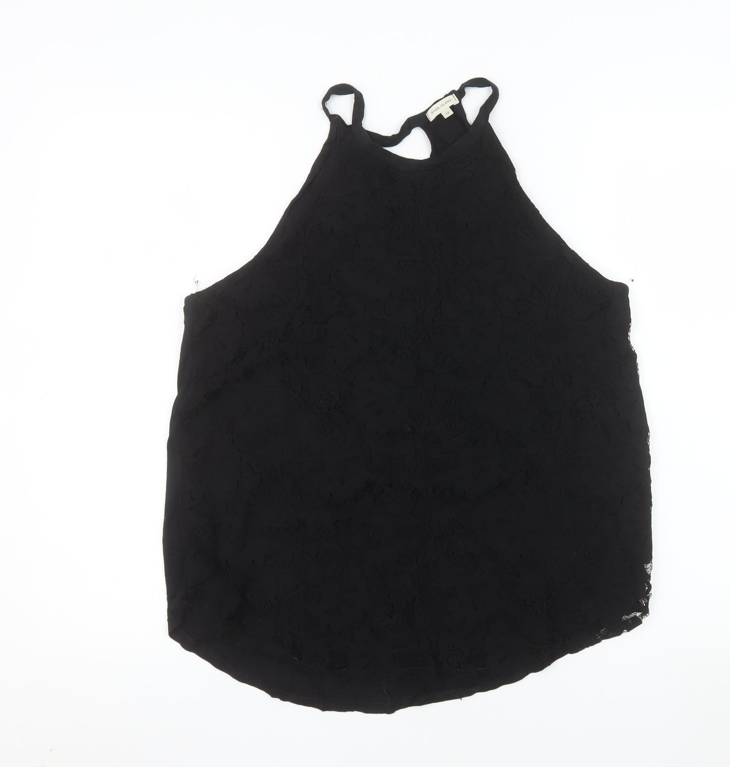 River Island Women's Black Lace Halter Camisole Top Size 12