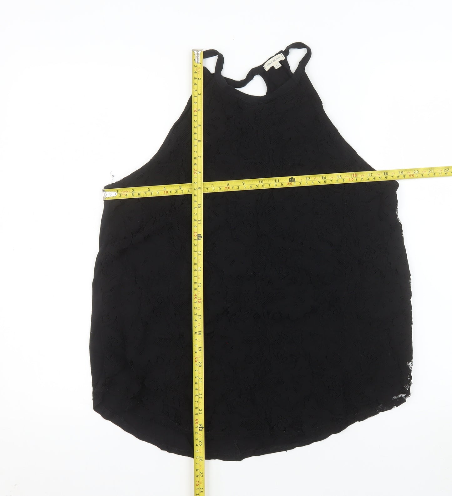 River Island Women's Black Lace Halter Camisole Top Size 12