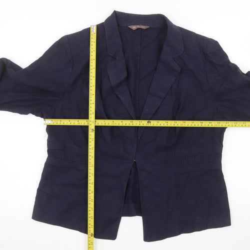 Marks and Spencer Women's Blue Linen Blend Regular Fit Blazer UK 18