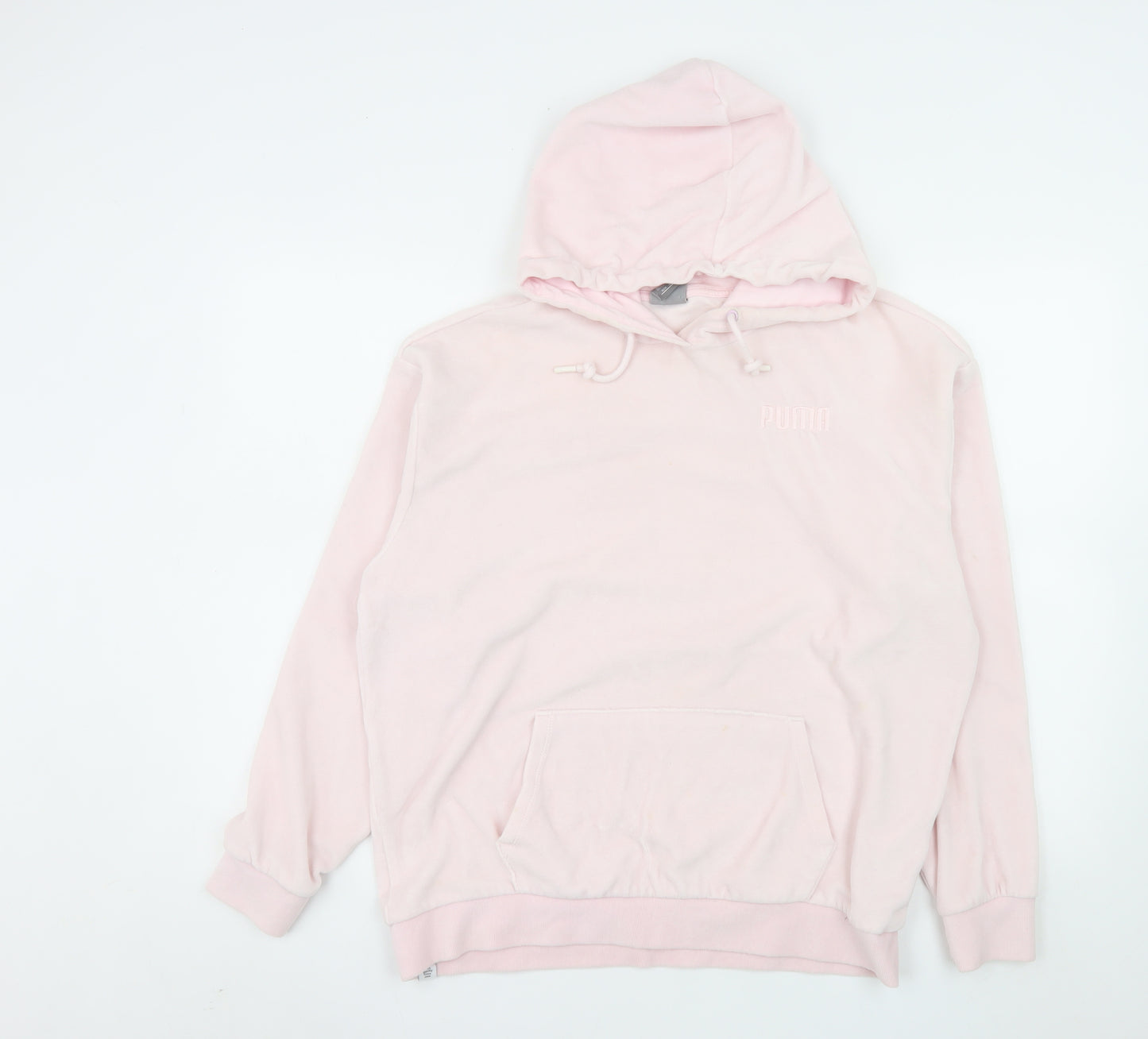 Puma Women Pink Hoodie Size 12 Cotton Blend Pullover Sweatshirt