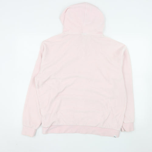 Puma Women Pink Hoodie Size 12 Cotton Blend Pullover Sweatshirt