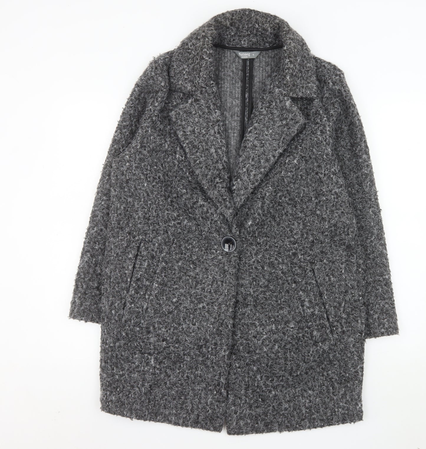 Nutmeg Women's Grey Mid-Length Textured Overcoat Size 10