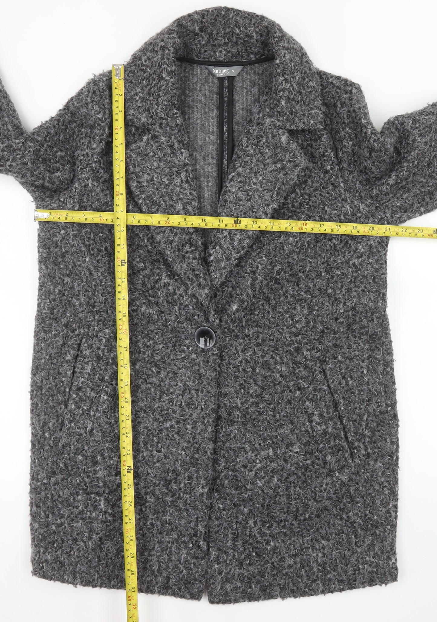 Nutmeg Women's Grey Mid-Length Textured Overcoat Size 10