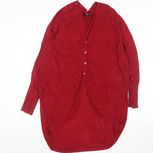 Mango Women Red V-Neck Long Sleeve Knit Cardigan Size 8