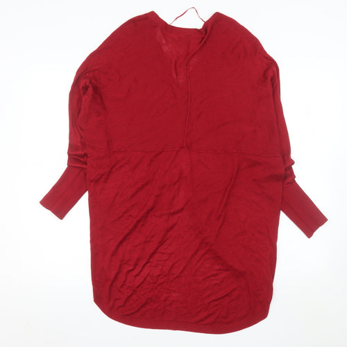 Mango Women Red V-Neck Long Sleeve Knit Cardigan Size 8