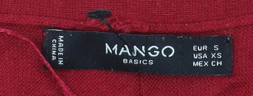 Mango Women Red V-Neck Long Sleeve Knit Cardigan Size 8