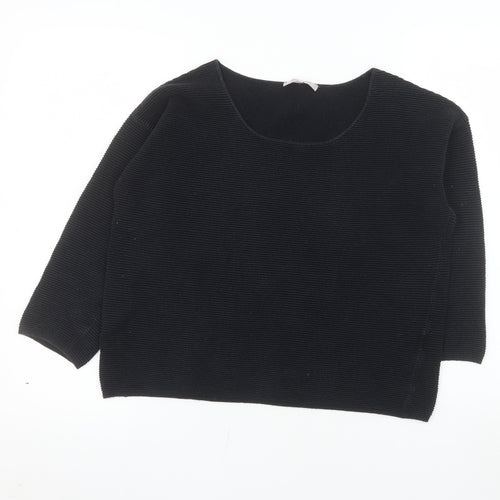 Great Plains Women’s Black Knit Cotton Blend 3/4 Sleeve Top S