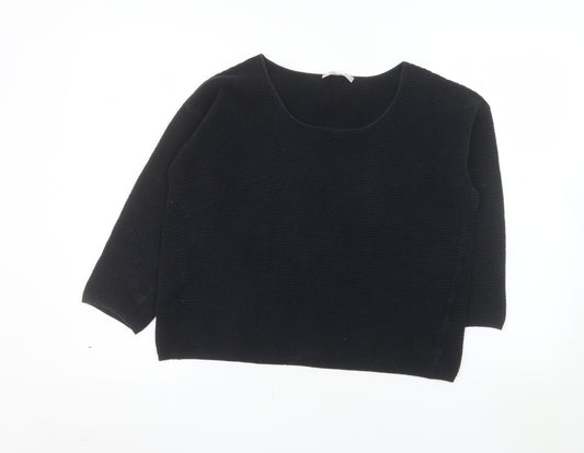 Great Plains Women’s Black Knit Cotton Blend 3/4 Sleeve Top S