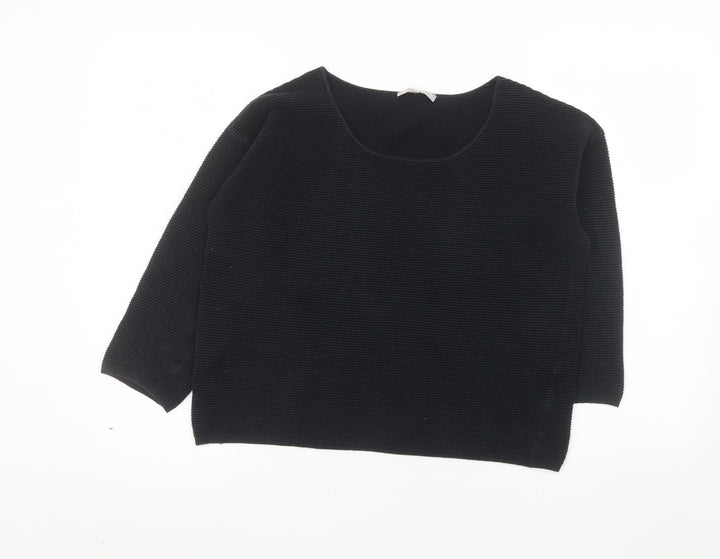 Great Plains Women’s Black Knit Cotton Blend 3/4 Sleeve Top S
