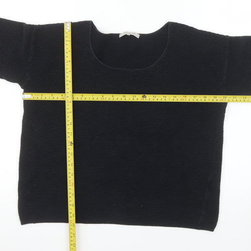 Great Plains Women’s Black Knit Cotton Blend 3/4 Sleeve Top S