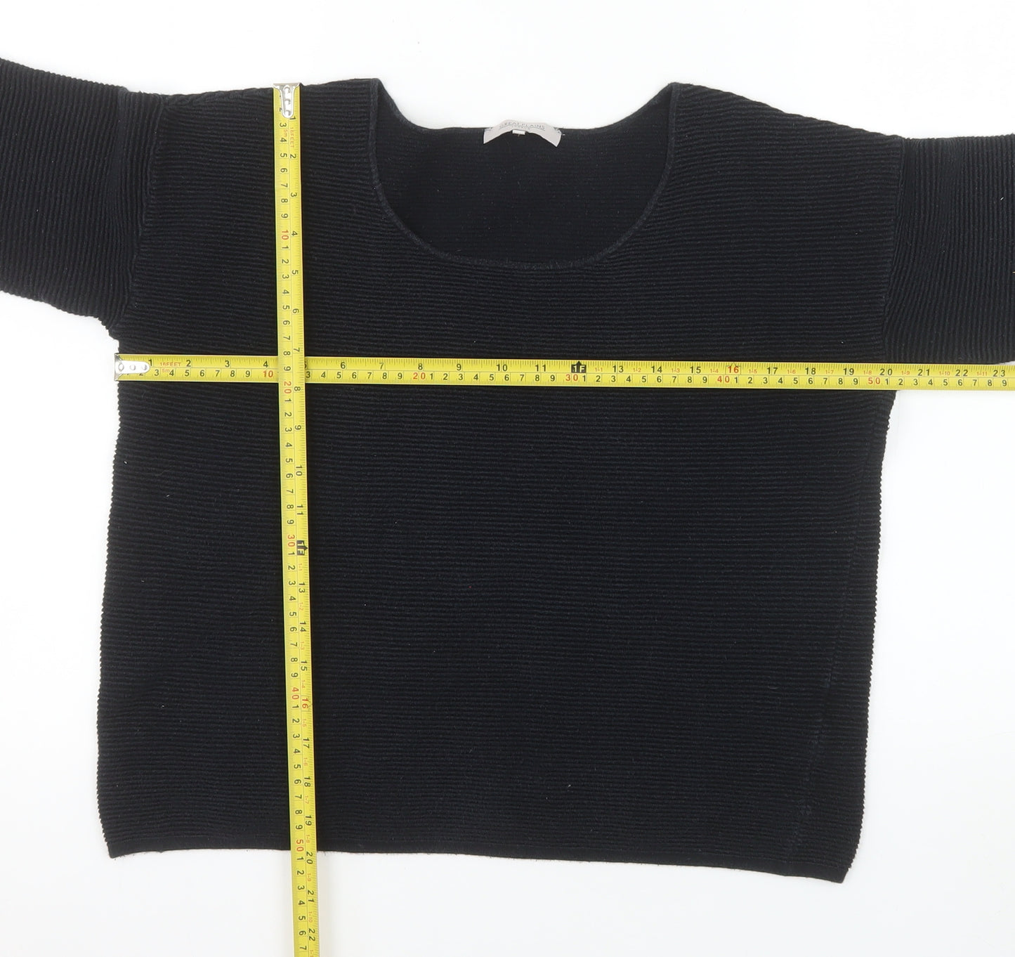 Great Plains Women’s Black Knit Cotton Blend 3/4 Sleeve Top S