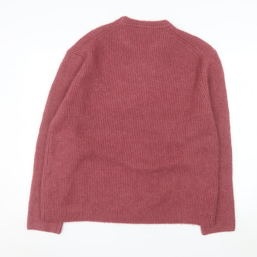 Zara Women Pink Alpaca Wool Blend Rib Knit Pullover Jumper L